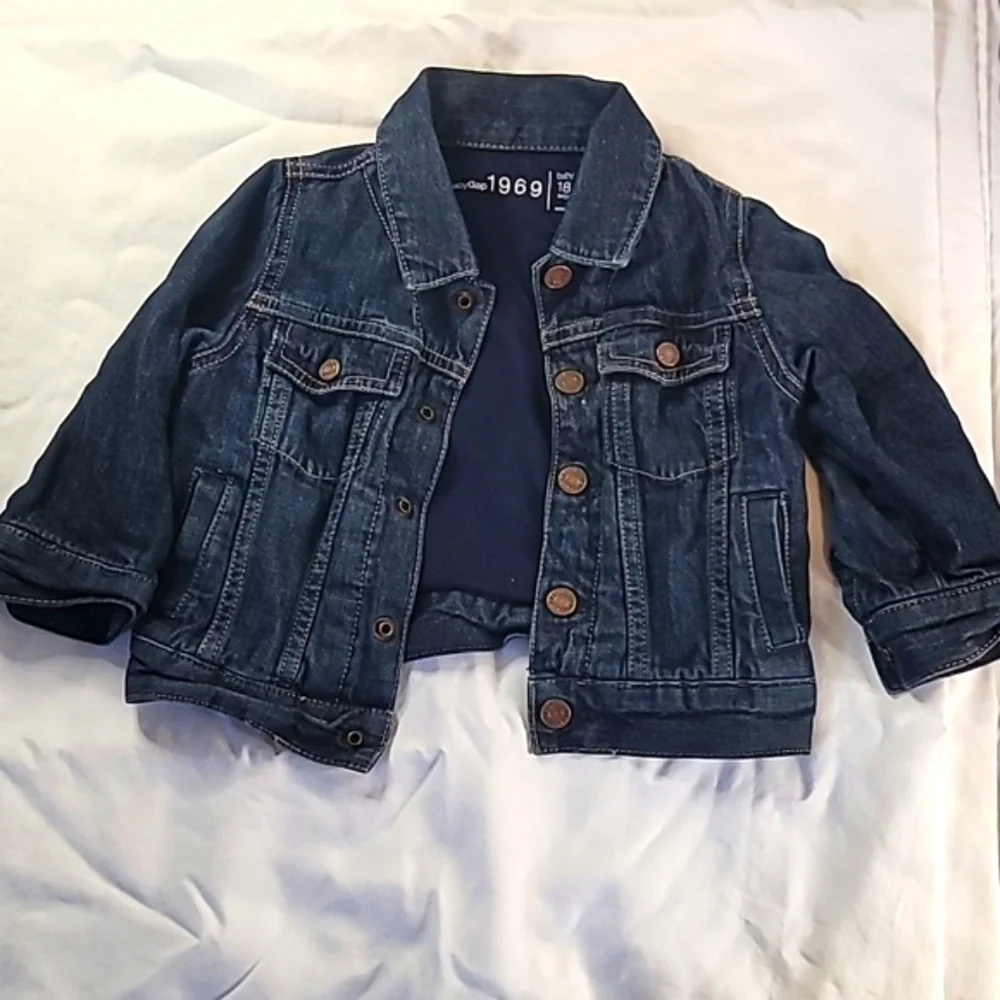 Baby Gap dark wash unisex denim jacket 18-24 M